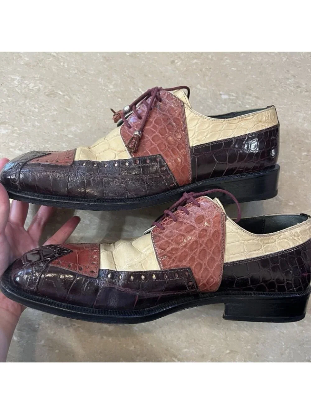 Slick Exotica Mens Genuine Hornback Alligator Dress Shoes Oxford Loafers Size 9
